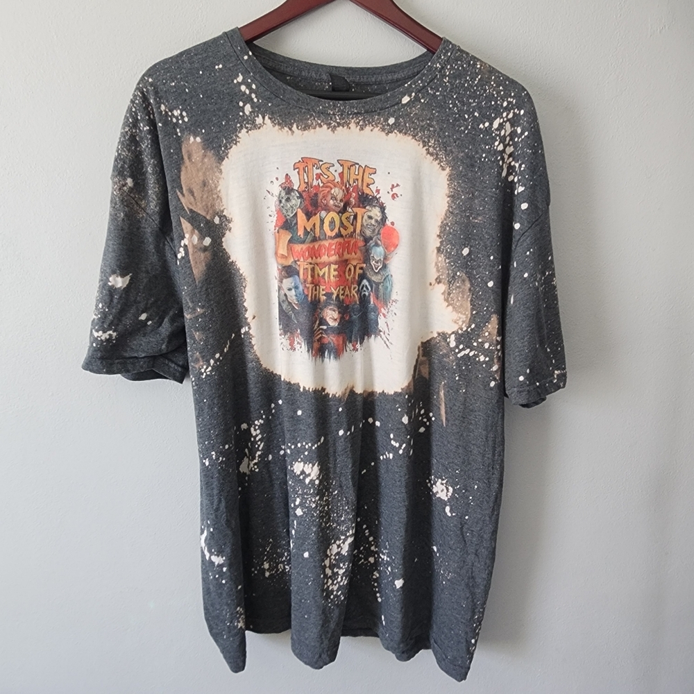 Gildan Softstyle Halloween Cotton Blend Pennywise Splatter Dye Tshirt Size 3XL